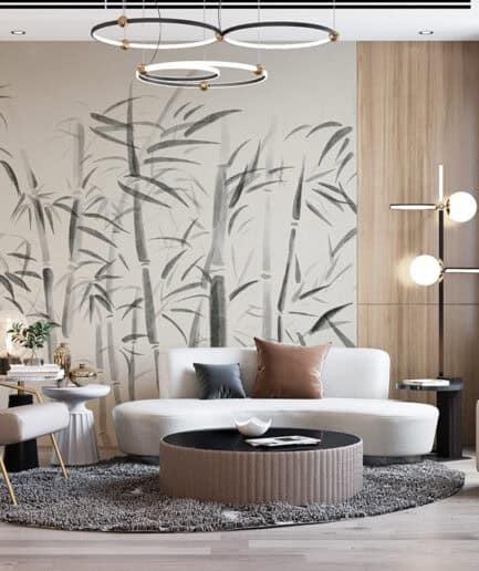 Soyut Bambu Fırça Deseni Duvar Kağıdı – Modern Doğa Stili