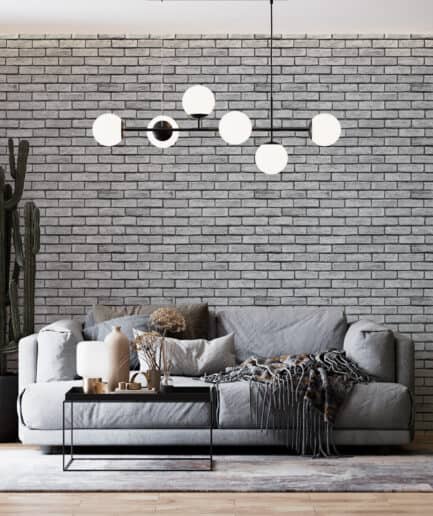 Gri Tuğla Desenli Duvar Kağıdı – Loft Stili İç Mekanlar İçin