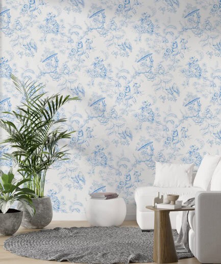 Fantastik Tavşan ve Maymun Temalı Duvar Kağıdı – Mizahi Toile Deseni