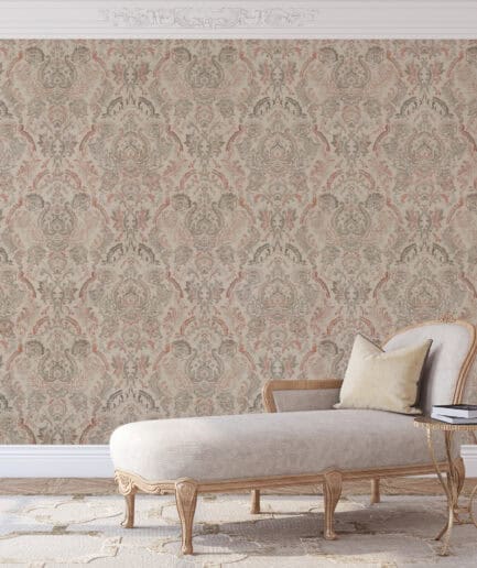Klasik Damask Duvar Kağıdı – Bej ve Pastel Renk Tonları