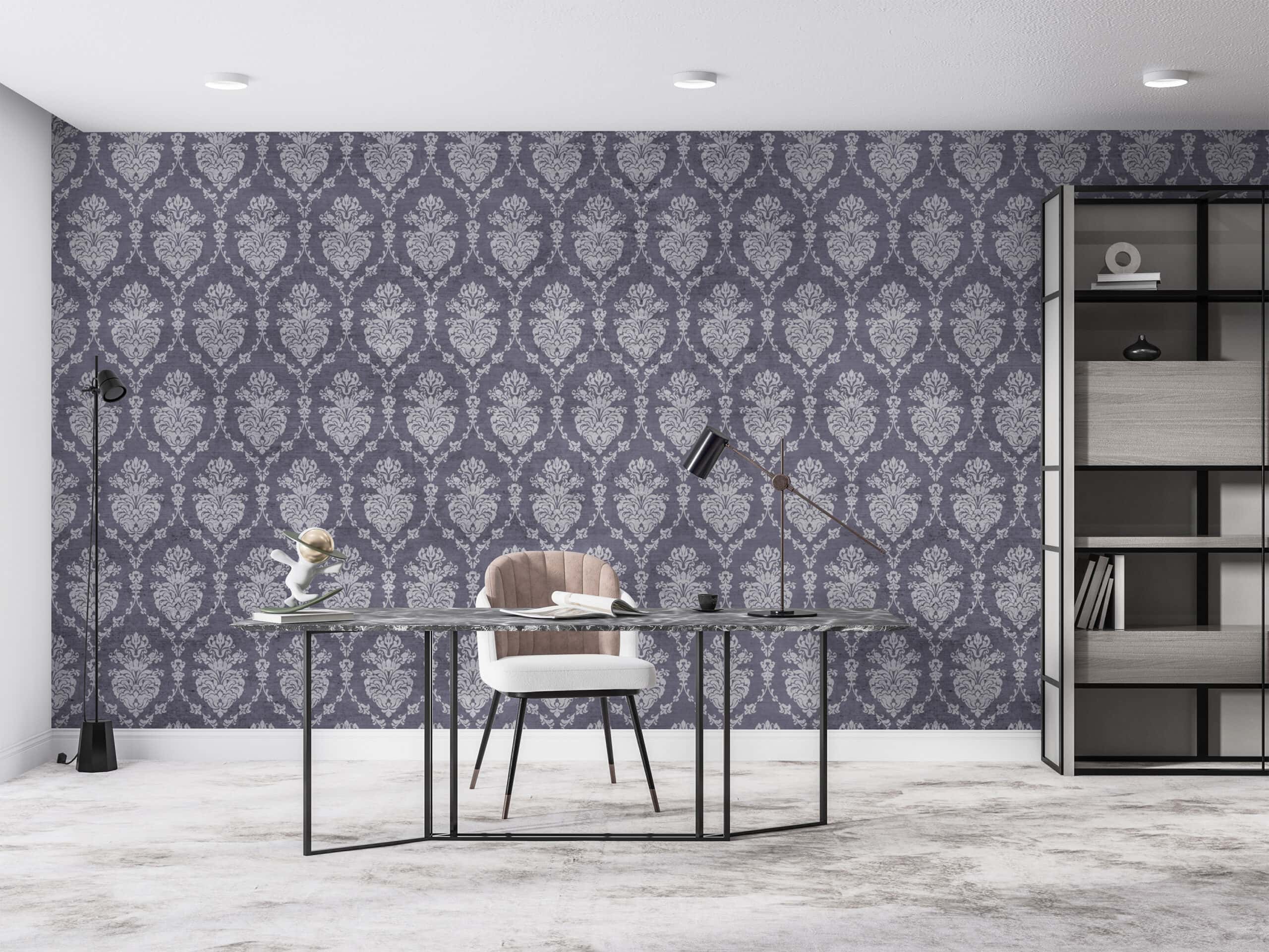 Mor Asil Damask Duvar Kağıdı