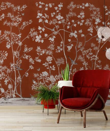 Kırmızı Chinoiserie Bahçesi