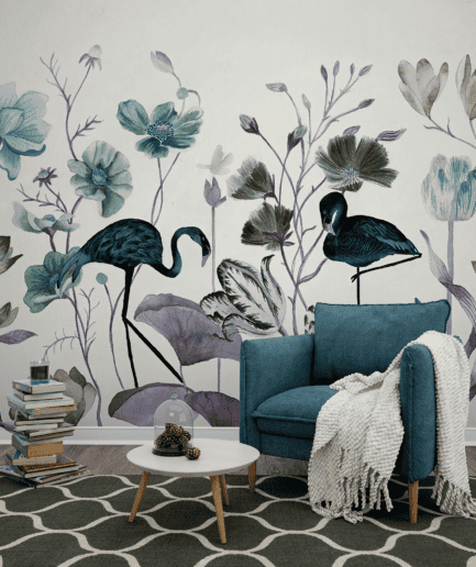 Flamingo Bahçesi Tropikal Duvar Kağıdı