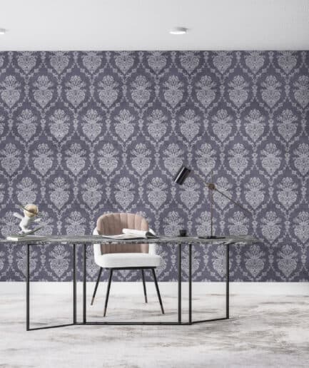 Mor Asil Damask Duvar Kağıdı